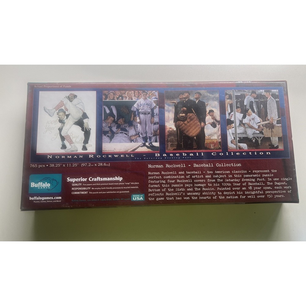 NIB - Norman Rockwell Baseball Collection Panoramic Jigsaw Buffalo Games 750pc*